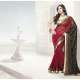 Rot und schwarz Georgette Saree (Sari)...